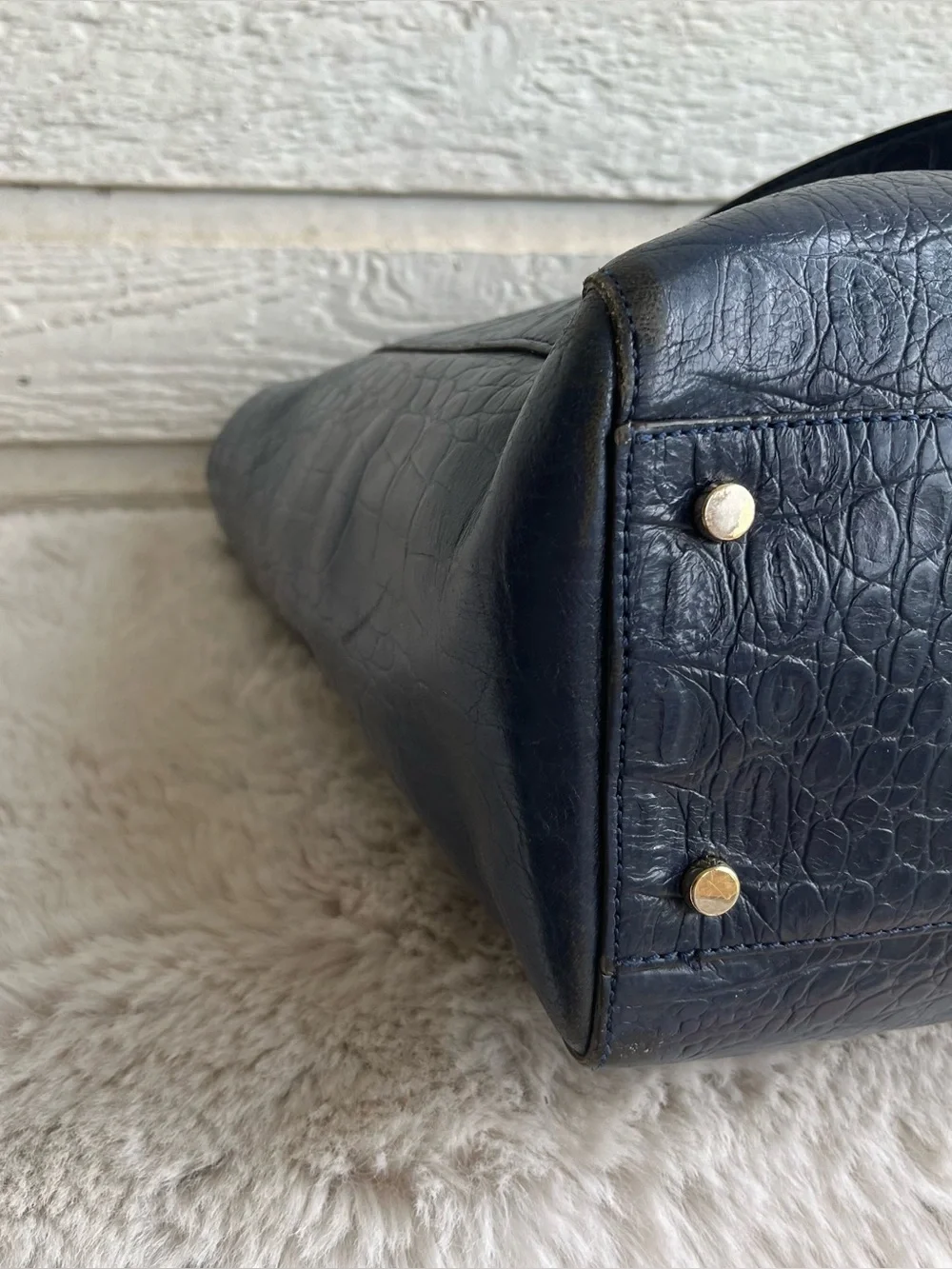 KATE SPADE Navy Blue Large Mulberry Lane Court Leila Laptop Tote Shoulder Bag